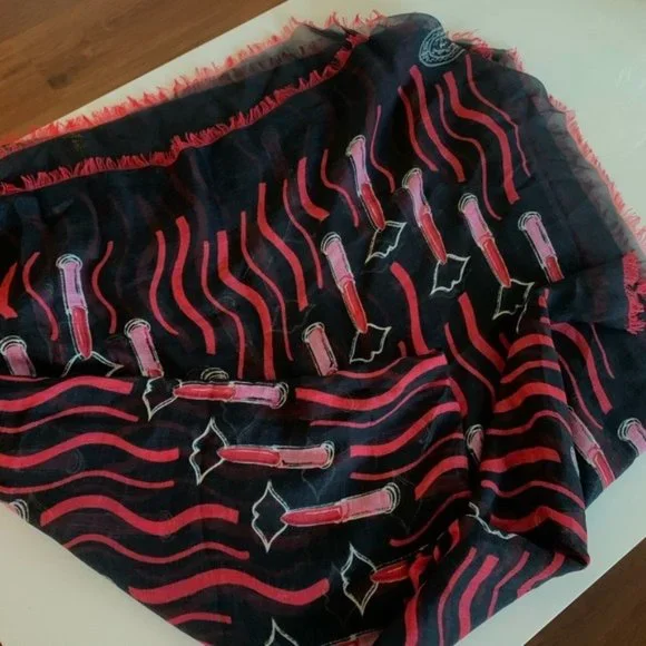 NWT Valentino GARAVANI Scarf Lipstick Black Red
